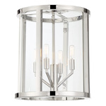 Devon Lantern Ceiling Light - Polished Nickel / Clear