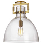 Liberty Semi Flush Ceiling Light - Aged Brass / Clear