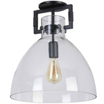 Liberty Semi Flush Ceiling Light - Matte Black / Clear