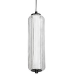 Ramona Fluted Pendant - Matte Black / Clear Beveled