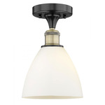 Bristol Glass Semi Flush Ceiling Light - Matte Black / Antique Brass / Matte White