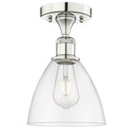 Bristol Glass Semi Flush Ceiling Light - Polished Nickel / Clear