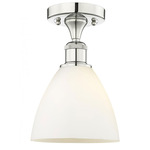 Bristol Glass Semi Flush Ceiling Light - Polished Nickel / Matte White