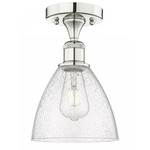 Bristol Glass Semi Flush Ceiling Light - Polished Nickel / Clear Seedy