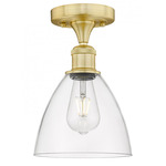 Bristol Glass Semi Flush Ceiling Light - Satin Gold / Clear