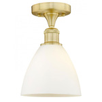 Bristol Glass Semi Flush Ceiling Light - Satin Gold / Matte White