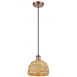 Woven Rattan Pendant - Antique Copper