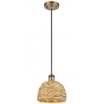 Woven Rattan Pendant - Brushed Brass