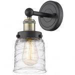 Bell Small Wall Sconce - Matte Black / Antique Brass / Clear Swirl