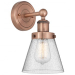 Cone Small Wall Sconce - Antique Copper / Clear Seeded