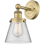 Cone Small Wall Sconce - Brushed Brass / Clear