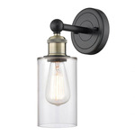 Clymer Wall Light - Matte Black / Antique Brass / Clear