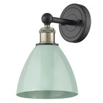 Plymouth Dome Wall Light - Matte Black / Antique Brass / Seafoam