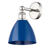 Plymouth Dome Wall Light - Polished Nickel / Blue