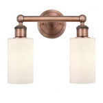 Clymer Bathroom Vanity Light - Antique Copper / Matte White