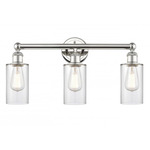 Clymer Bathroom Vanity Light - Polished Nickel / Clear