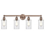 Clymer Bathroom Vanity Light - Antique Copper / Clear