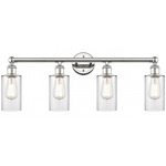 Clymer Bathroom Vanity Light - Polished Nickel / Clear