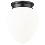 Gideon Ceiling Flush Light - Matte Black / Etched Opal