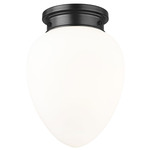 Gideon Ceiling Flush Light - Matte Black / Etched Opal