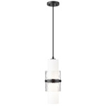 Cayden Pendant - Matte Black / Etched Glass