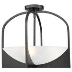 Devon Semi Flush Ceiling Light - Matte Black / Sand Blast