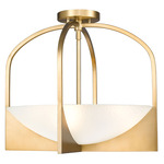 Devon Semi Flush Ceiling Light - Modern Gold / Sand Blast