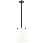 Weston Pendant - Matte Black / White Linen