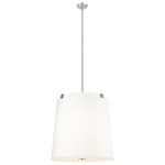 Weston Pendant - Brushed Nickel / White Linen