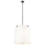 Weston Pendant - Matte Black / White Linen