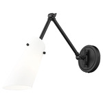 Julia Swing-arm Wall Sconce - Matte Black / Opal