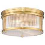 Carnaby Round Ceiling Flush Light - Modern Gold / Clear Ribbed