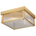 Carnaby Square Ceiling Flush Light - Modern Gold / Clear Ribbed