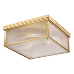 Carnaby Square Ceiling Flush Light - Modern Gold / Clear Ribbed