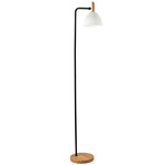 Peyton Floor Lamp - Black / Natural Wood / White