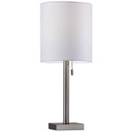 Liam Table Lamp - Brushed Steel / White Linen