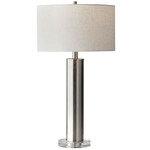 Ezra Table Lamp - Brushed Steel / White Linen
