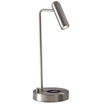 Kaye Desk Lamp with Charging Port - Brushed Steel / Brushed Steel