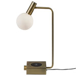 Windsor Desk Lamp with Charging Port - Antique Brass / White