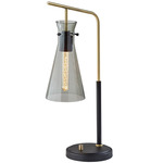 Walker Desk Lamp - Black / Antique Brass / Smoked Glass