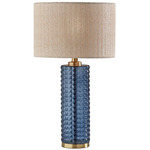 Delilah Table Lamp - Antique Brass / Blue / Natural Linen