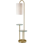 Leonard Shelf Floor Lamp - Antique Brass / White Linen