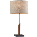 Ethan Table Lamp - Black / Walnut / Natural Linen