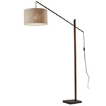 Ethan Arc Floor Lamp - Black / Walnut / Natural Linen