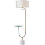 Sloan Shelf Floor Lamp - Antique Brass / White Linen