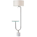 Sloan Shelf Floor Lamp - Polished Nickel / White Linen