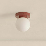 Orb Outdoor Wall / Ceiling Light - Oxide Red / White Glass