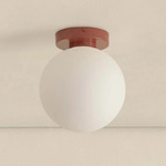 Orb Outdoor Wall / Ceiling Light - Oxide Red / White Glass