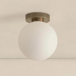 Orb Outdoor Wall / Ceiling Light - Patina Brass / White Glass