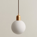 Orb Outdoor Pendant - Brass / White Glass